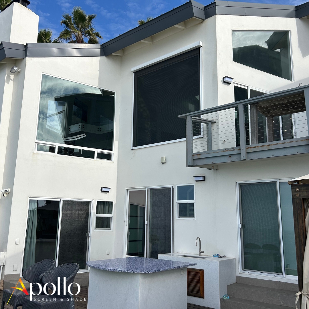 Apollo Exterior Motorized Shade Outside View.